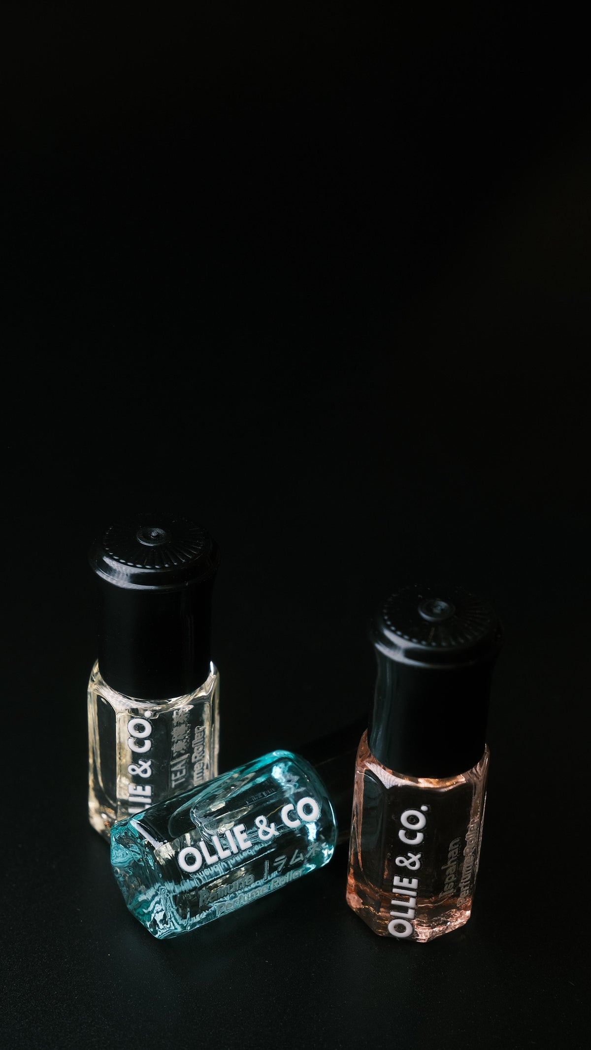 Roller On Perfume by Ollie & Co. with Ramune, Ispahan, HK Iced Tea, Hanami, Mr. Perfect, Santorini.
