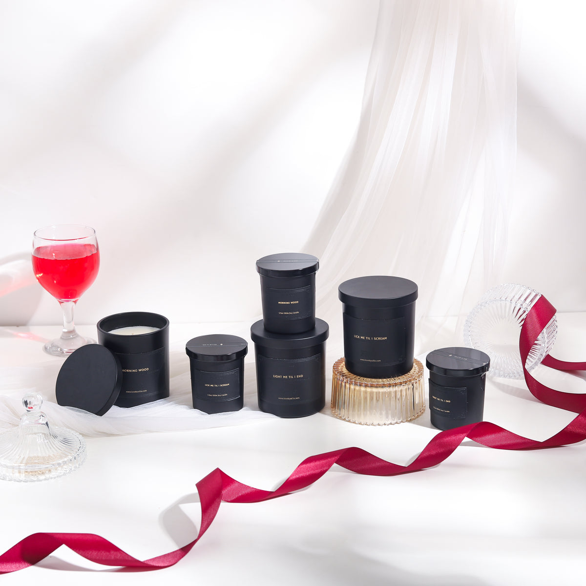 Massage Candles by Ollie & Co. with LICK ME TIL I SCREAM, LIGHT ME TIL I END, MORNING WOOD.