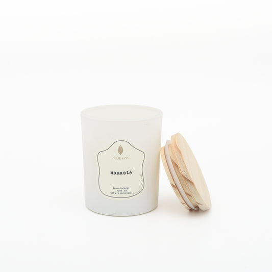 namasté by Ollie & Co. with palo santo, nag champa.