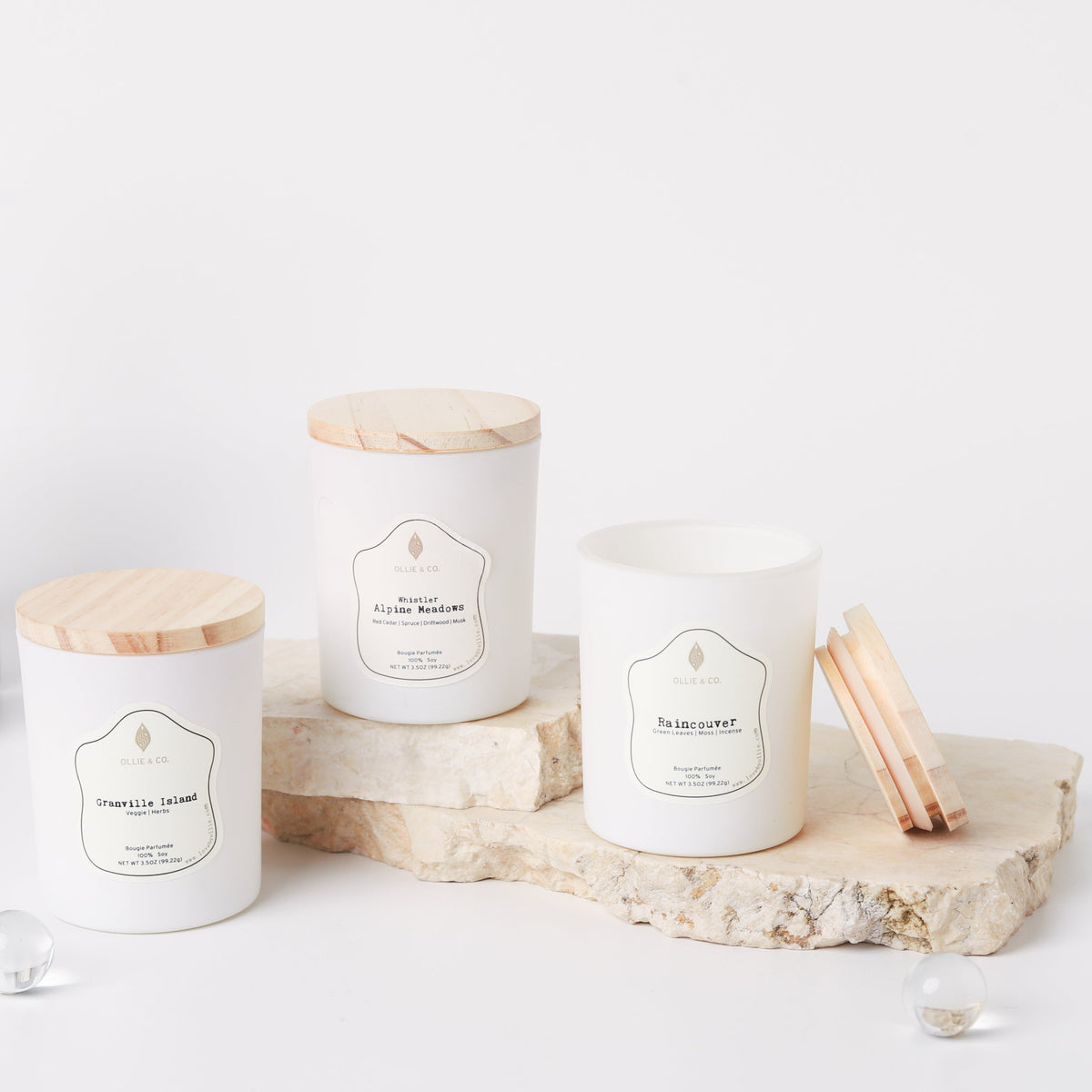 Raincouver® by Ollie & Co. with patchouli, geranium, leaves, moss, incense, myrrh.