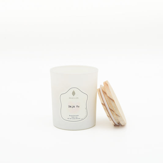 Déjà vu by Ollie & Co. with lemongrass, sage, eucalyptus, cotton flower.