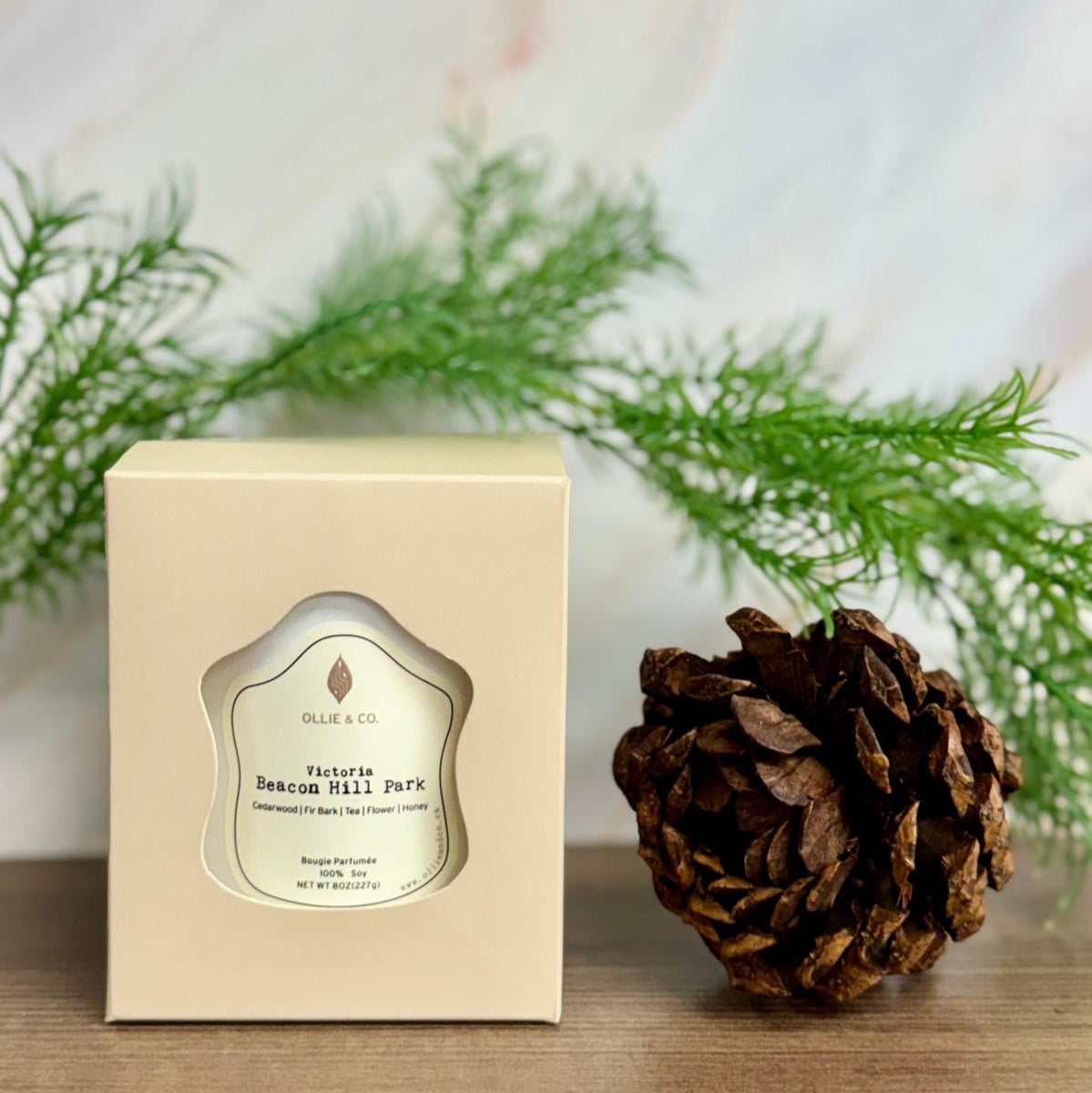 Victoria Beacon Hill Park by Ollie & Co. with honey, freesia, Grasse rose, fir bark, cedarwood.