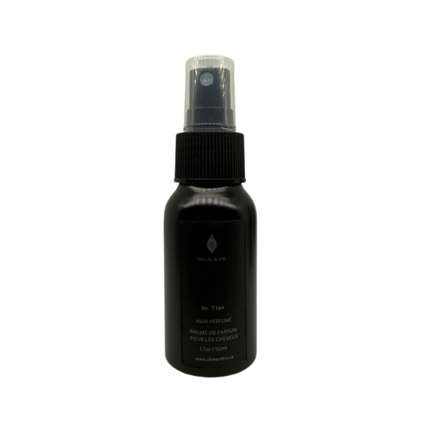Hair Perfume by Ollie & Co. with Babie Boi (musk, baby powder, muguet); HK Iced Tea (lemon, citrus, Earl Grey, black tea); Me Time (eucalyptus, rosemary, sage).
